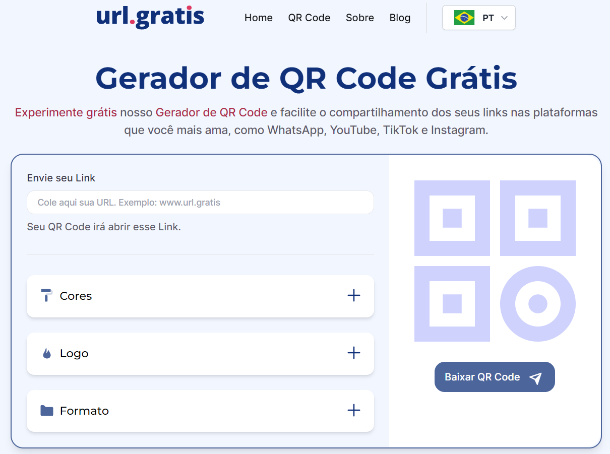 Gerador de QR Code Grátis